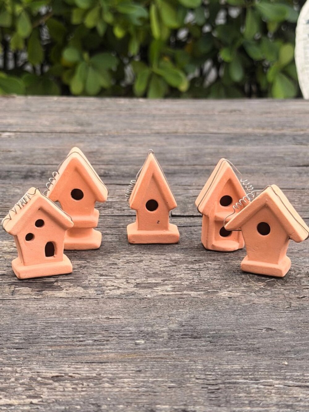 Vintage Terracotta Birdhouse Red Clay Ornaments Rustic Garden Cottage Decor Tree